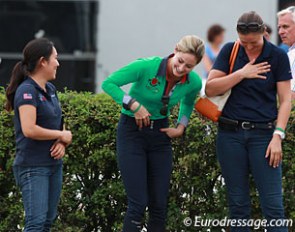 Adrienne's groom Taylor Yamamoto, Caroline Roffman and Adrienne Lyle still laughing...