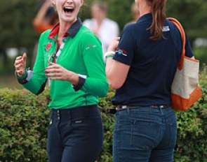 Caroline Roffman and Adrienne Lyle share a laugh