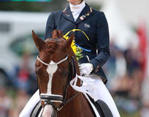Kirsten Brouwer and Titan Wilaras' KWPN bred Eye Catcher at the 2014 World Young Horse Championships in Verden :: Photo © Astrid Appels