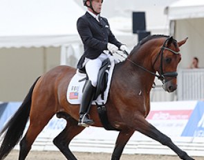 Matt Johnson and Petersborg Qasanova at the 2014 World Championships for Young Dressage Horses in Verden, Germany :: Photo © Astrid Appels