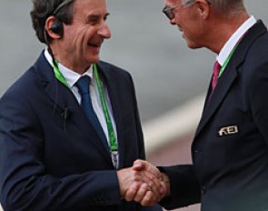 Dressage show director Didier Ferrer and FEI Dressage Director Trond Asmyr