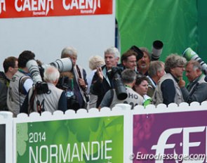 Head of media operations managing the mob of mad photographers at the 2014 World Equestrian Games :: Photo © Astrid Appels
