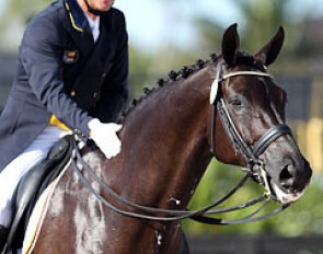 Colombian Marco Bernal leaves the arena with Rossini with a big smile on his face, even though their test was fraught with mistakes