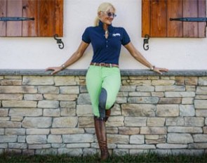 Silvia Rizzo showcasing the polo in her new Stylish Rider Fashion Line