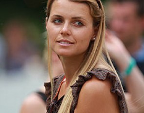 2012 Piaff Forderpreis winner Stella Charlott Roth watching her coach Dorothee Schneider. Roth's Olympic mare Diva Royal still hasn't made a come back after sustaining a severe injury in the winter of 2012