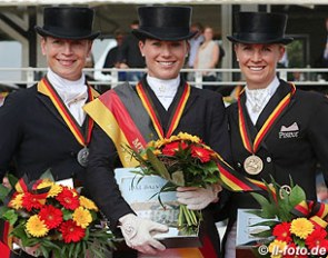 The 2015 German Dressage Championships' podium: Isabell Werth, Kristina Sprehe, Jessica von Bredow-Werndl :: Photo © LL-foto