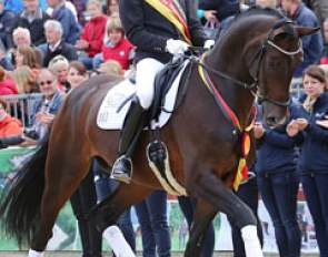 Manuel Bammel and Smirnoff win the 5-year old Dressage Horse division at the 2015 Bundeschampionate :: Photo © LL-foto