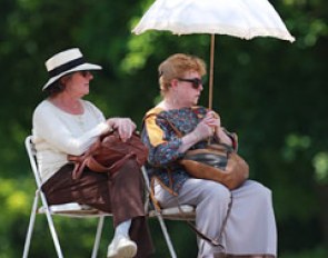 Spectators watching dressage at Compiegne in the hot summer weather