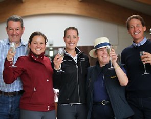 Emma Blundell’s parents Jill and Chris Blundell gladly took part in the official opening of the new competition barn at Mount St John along with top riders Charlotte Dujardin and Emile Faurie.