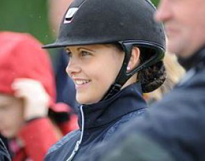 Danish junior rider Victoria Vallentin watching her former pony Not For Sale compete