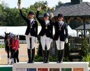 2015 NAJYRC Dressage Junior Freestyle medalists - Helen Claire McNulty, Bebe Davis, and Camille Carier Bergeron :: Photo © Sue Stickle