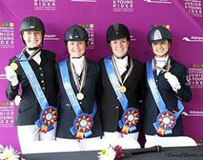 Dressage Junior Team Gold medalists from Canada-Ontario - Vanessa Creech-Terauds, Yanina Woywitka, Georgia Wade, and Alexandra Meghji  :: Photo © Sue Stickle