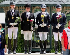 Dressage Junior Team Gold medalists from Canada-Ontario: Vanessa Creech-Terauds, Georgia Wade, Alexandra Meghji, and Yanina Woywitka :: Photo © Sue Stickle