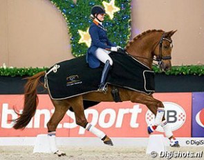 Jeanine Nieuwenhuis and TC Athene win the young riders' division at the 2015 CDI Roosendaal Indoor :: Photo © Digishots