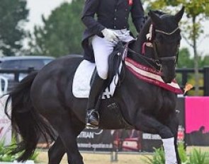 Michael Eilberg and Half Moon Dynasty at the 2015 British Dressage Championships :: Photo © Kevin Sparrow