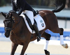 Wagner almost got lifted out of the saddle when Rubin Noir bucked during the lap of honour