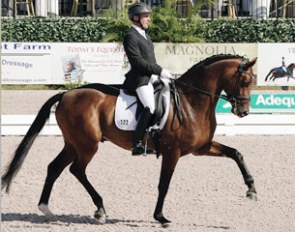 Matthew Johnson and Petersborg Qasanova at the Global Dressage Festival in Wellington