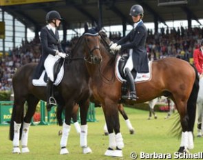 Belgians Jorinde Verwimp and Delphine Meiresonne at the farewell to nations