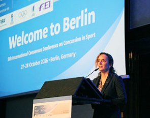 Secretary General Sabrina Ibáñez addresses the 5th International Consensus Conference on Concussion in Sport held in Berlin (GER) :: Photo © Adam Steiss