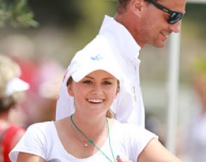 Austrian Under 25 rider Diana Porsche came to root for her compatriots. Austrian GP rider Peter Gmoser in the background