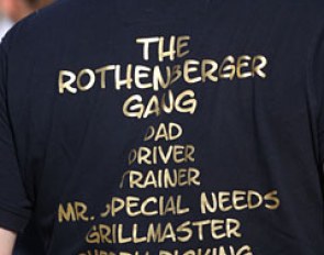 Semmieke's father, Dutch Olympic bronze medal winning Sven Rothenberger, wore an interesting T-shirt today