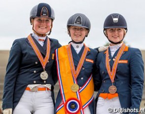 The junior podium at the 2016 Dutch Championships: Mylene Spaak, Bo Oudhof, Mercedes Verweij :: Photo © Digishots