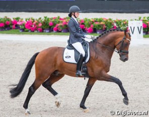Kim Koolen and Guardian S at the Dutch selection trial for the 2016 World Young Horse Championships :: Photo © Digishots