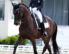 Sanna Nilsson on Cecilia Dorselius' former Swedish team horse Lennox (by Laurentianer)