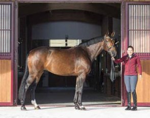 Mount St. John's owner and founder Emma Jane Blundell with Mount St. John Freestyle, who Charlotte Dujardin has named as her future Grand Prix star