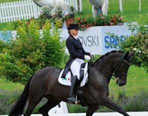Dorothee Schneider and her small tour horse Kiss Me at the 2016 CDI Fritzens :: Photo © Selene Scarsi