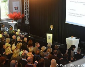 FEI Dressage Director Bettina de Rham speaking at the 2016 Global Dressage Forum :: Photo © Ruchel