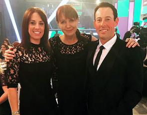 Abby Newell (centre) with Charlotte Dujardin and Ian Cast at the BT Action Woman Awards in December 2016