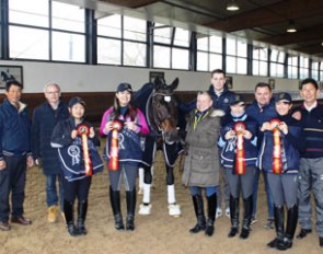 Maria Takada, Akiko Shimizu, Ayano Kobayashi, and Yumi Sakai spent five days training at Hof Kasselmann and rode a training competition judged by German U25 coach Jurgen Koschel