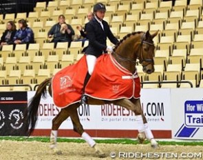 Michael Sogaard and Jukebox win the 2016 Danish Warmblood Young Horse Championships :: Photo  © Ridehesten