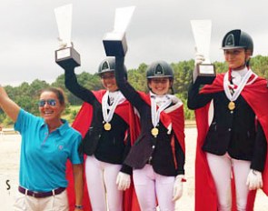 Chef d'equipe Ela Açar with Turkish pony team riders Yağmur Öztürk, Defne Canlı, and Şiraz Bayburtluoğlu