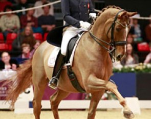 Emile Faurie and Weekend Fun competing in the World Cup Qualifier at the 2016 CDI-W London Olympia Horse Show