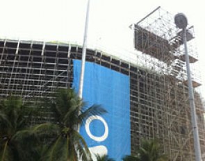 Olympics on a budget : not enough money left to have the entire volley ball stadium wrapped...