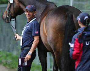 Steffen Peters and Legolas at the horse inspection for the 2016 CDIO Rotterdam :: Photo © Mary Phelps