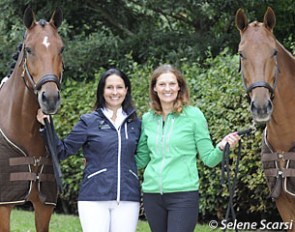 Rebecca Hughes and Julia Hornig of Classica Dressage flanked by Classic Goldstrike and Classic Flamboyant :: Photo © Selene Scarsi 