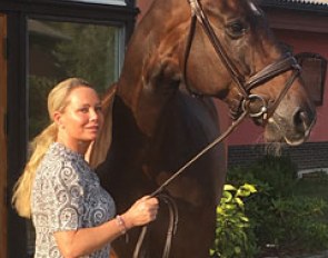 Charlotte Haid-Bondergaard with San Andreas at Norrehee Dressage Stable in Sweden