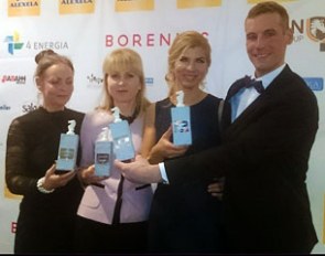 Kaie Kangur, Alla Gladosheva (Best Dressage Coach), Dina Ellermann (Best Dressage Rider), Paul Argus (Best Eventing Coach) at the 2016 Estonian Equestrian Federation's Awards Gala