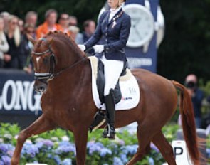 Kirsten Brouwer and Five Star, the best scoring Dutch pair at the 2016 World Young Horse Championships :: Photo © Astrid Appels