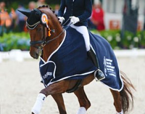 Beatrice Buchwald and Victoria's Secret win the 5-year old preliminary test at the 2016 World Young Horse Championships :: Photo © Astrid Appels