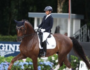 Sarah Millis on Selene Scarsi's Oldenburg bred Bodleian (by Belissimo M x Fidertanz)