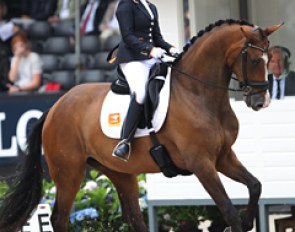 Jeanine Nieuwenhuis and Great Lady TC at the 2016 World Young Horse Championships :: Photo © Astrid Appels