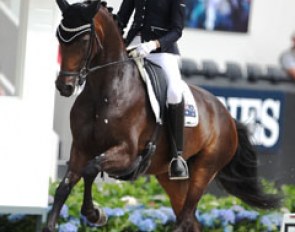 Simone Pearce on Fine Time. There is a super hindleg on this Furstenball x Sandro Hit mare!