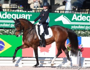 Denmark's Rikke Poulsen on Anne Sparks' Hanoverian mare Pikk Elena HU :: Photo © Astrid Appels