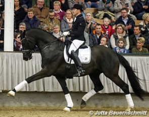 Ralf Kornprobst and Perpignan Noir at the 2017 Trakehner Stallion Show in Munster-Handorf :: Photo © Jutta Bauernschmitt