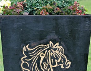 Flowerpot with the Al Shira'aa logo