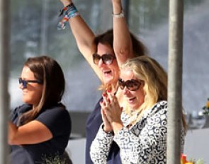 Dancing Diamond's British owners Alice Whitefield and Heather Stack celebrate